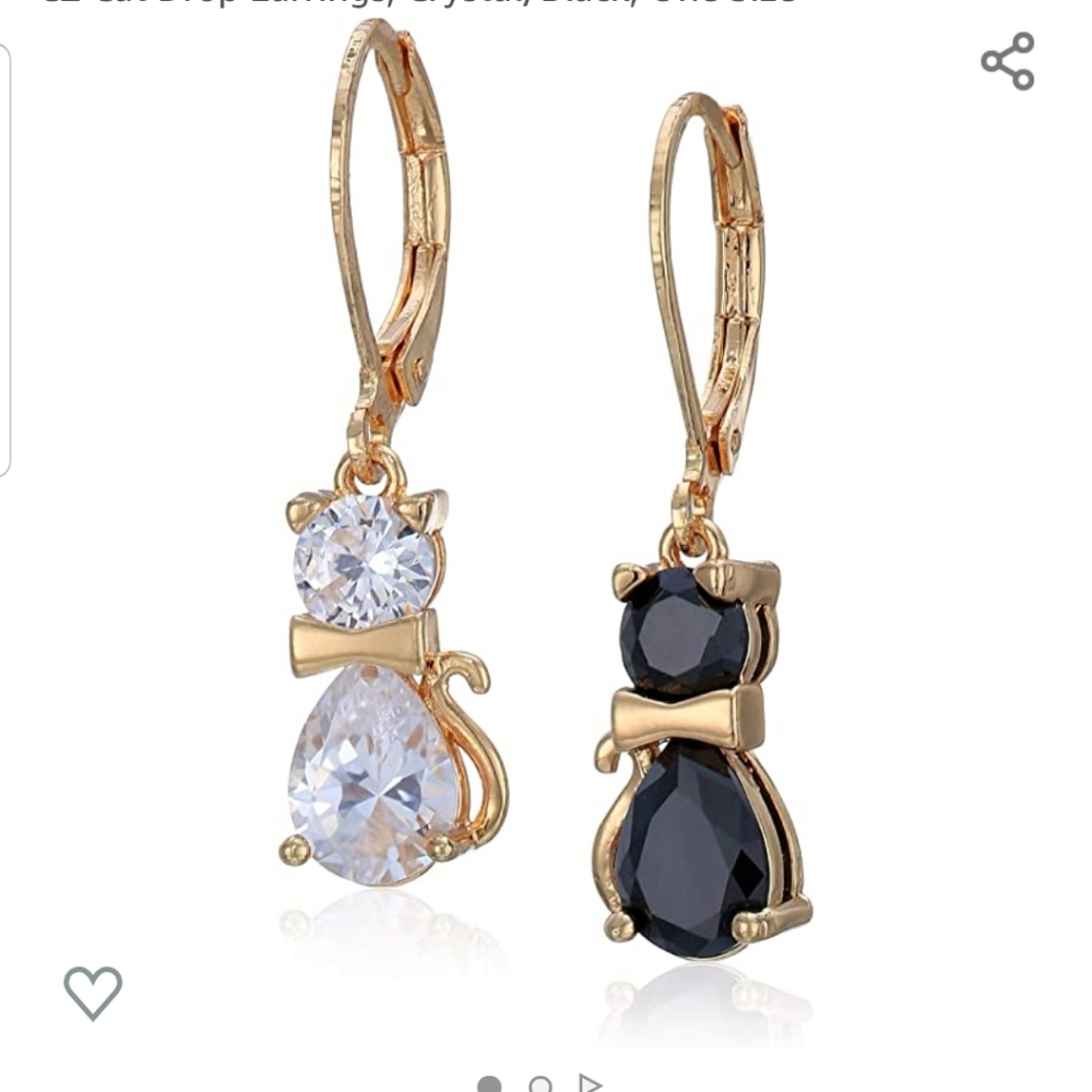 Betsey Johnson cat drop earrings